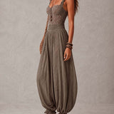 Wanda | Bohemian jumpsuit met kant en wijde pijpen