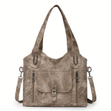 Leren Schoudertas met Vintage Look en Afneembare Band