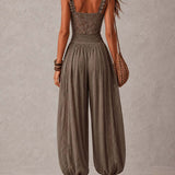 Wanda | Bohemian jumpsuit met kant en wijde pijpen