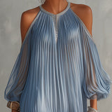 Inesia | Elegante blauwe off-shoulder mini-jurk met kant