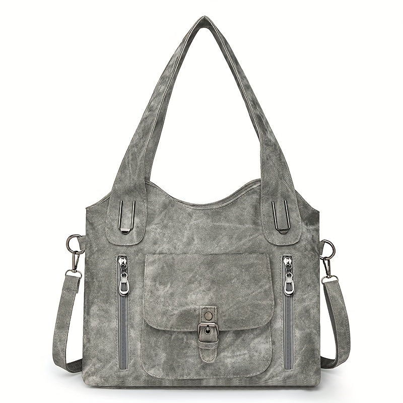 Leren Schoudertas met Vintage Look en Afneembare Band