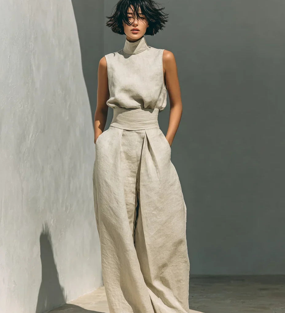Joana Conjunto Elegante de Algodón y Lino
