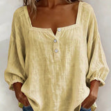Blouse met vierkante hals en knoopsluiting voor een ontspannen look