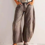 Katoenen barrel jeans met relaxte pasvorm en wide-leg model
