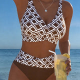 Twee-delig Bikini Met Bh-Snit En Diamantpatroon
