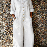 Denim jumpsuit met verstelbare schouderbanden en losse pasvorm