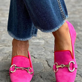 Loafers met metalen detail en fluor kleuraccent