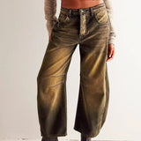 Katoenen barrel jeans met relaxte pasvorm en wide-leg model