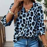 Blouse met luipaardprint en V-hals voor een speelse look