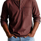 Vintage Henley Shirt met lange mouwen en knoopsluiting