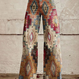Wijde broek met retro zigzagpatroon en comfortabele pasvorm