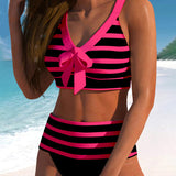 Demi | Gestreepte Bikini met Hoge Taille