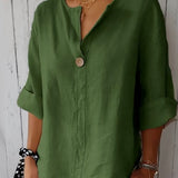 Blouse met V-hals en knopen voor dagelijks gebruik