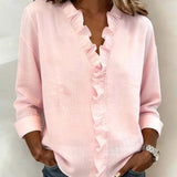 Blouse met V-hals en ruches voor een elegante uitstraling