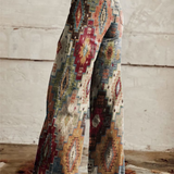 Wijde broek met retro zigzagpatroon en comfortabele pasvorm