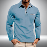 Poloshirt met lange mouwen en geruite accenten