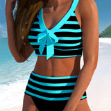 Demi | Gestreepte Bikini met Hoge Taille