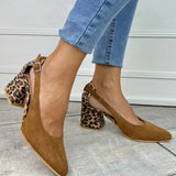 Slingback hakken met luipaardprint en comfortabel bandje