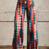 Wijde broek met Boheemse print en elegante pasvorm