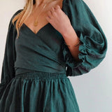 Noëlle | Jurk met volant mouwen en elegante French-style pasvorm