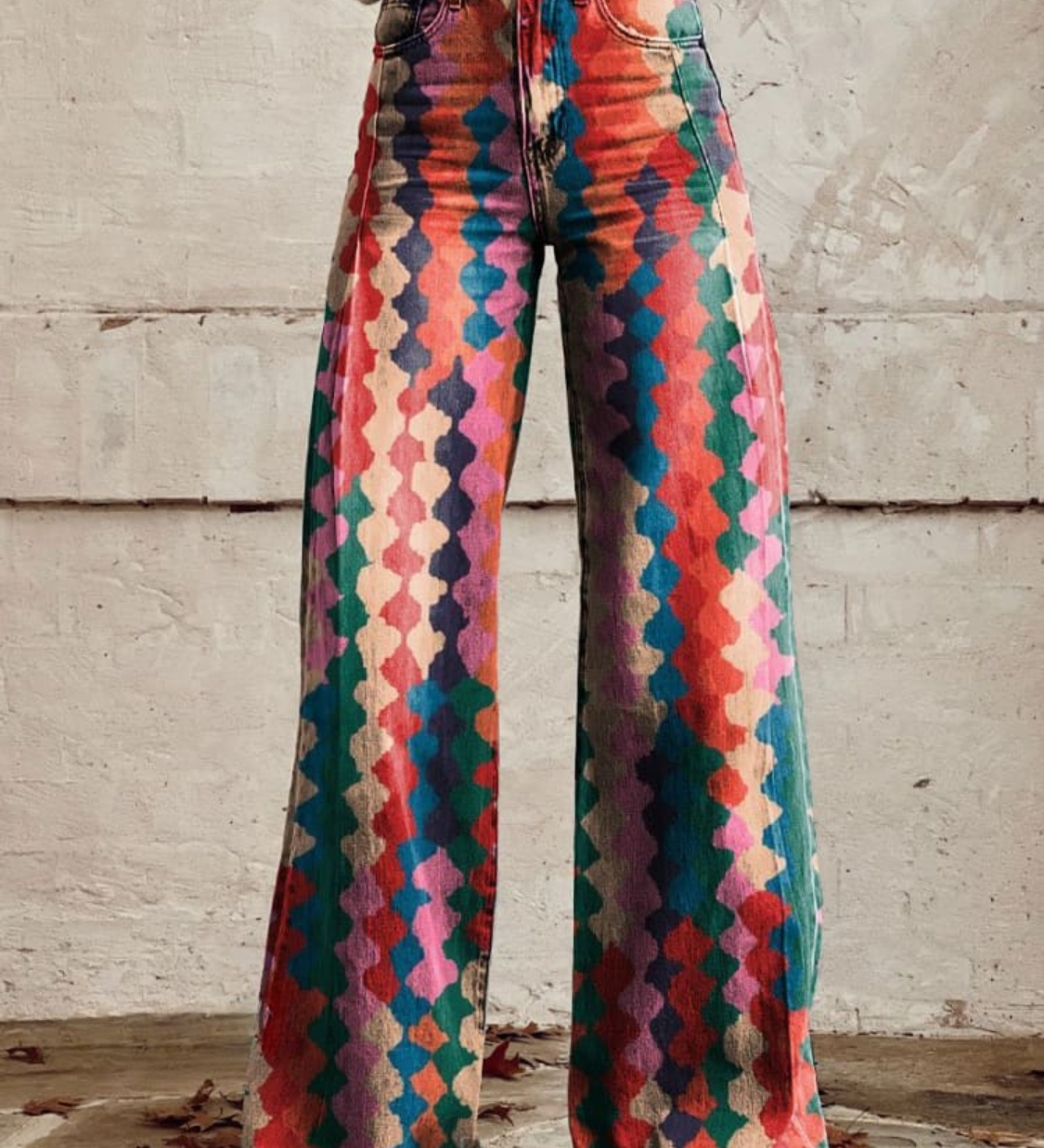Wijde broek met Boheemse print en elegante pasvorm