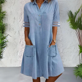 Denim jurk met flatterende pasvorm en relaxte uitstraling