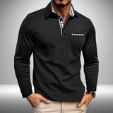 Poloshirt met lange mouwen en geruite kraagdetails voor heren