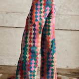 Wijde broek met Boheemse print en elegante pasvorm