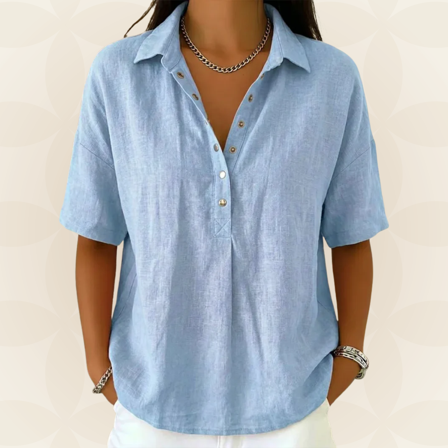 Sonja | Blouse met kraag en knoopdetail