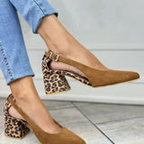 Slingback hakken met luipaardprint en comfortabel bandje