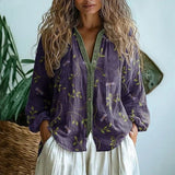 Blouse met bladprint en boho look voor vrouwelijke elegantie
