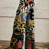 Wijde broek met artistiek patroon en elegante pasvorm