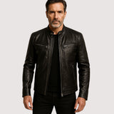 Leren jas met tijdloze stijl en premium kwaliteit