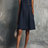 Margot | Elegante Mouwloze Mini-Jurk met Gouden Knopen