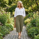 Wide Leg Broek met vloeiende pasvorm en gestructureerde taille