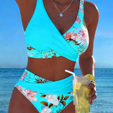 Aurélie | Elegante bloemenbikini met overslag