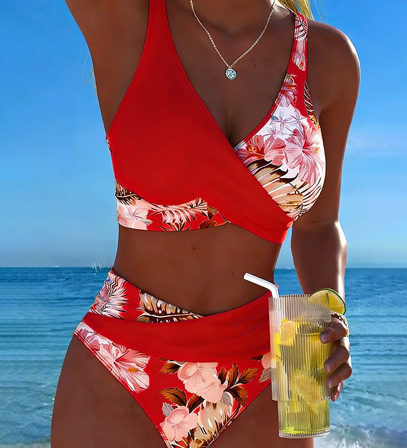 Aurélie | Elegante bloemenbikini met overslag