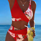 Bikini Contrast Bloemenpatroon Gesplitst