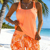 Tankini Stijlvolle Zeeprint Splits
