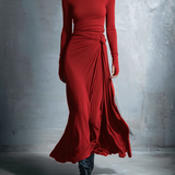 Maxi-jurk met wikkelontwerp en zijden knoop voor elegante look