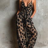 Constance | Elegante Luipaard Jumpsuit met Wijde Pijpen