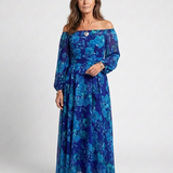 Aspen | Maxi Jurk met Ontblote Schouders en Bloemen