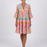 Maelle | Jurk met V-hals en geometrische print, knielengte