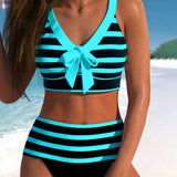 Demi | Gestreepte Bikini met Hoge Taille