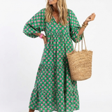 Fiora | Midi-jurk met bloemenprint en V-hals