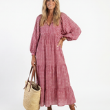 Arlette | Midi-jurk met geometrische print en lange mouwen