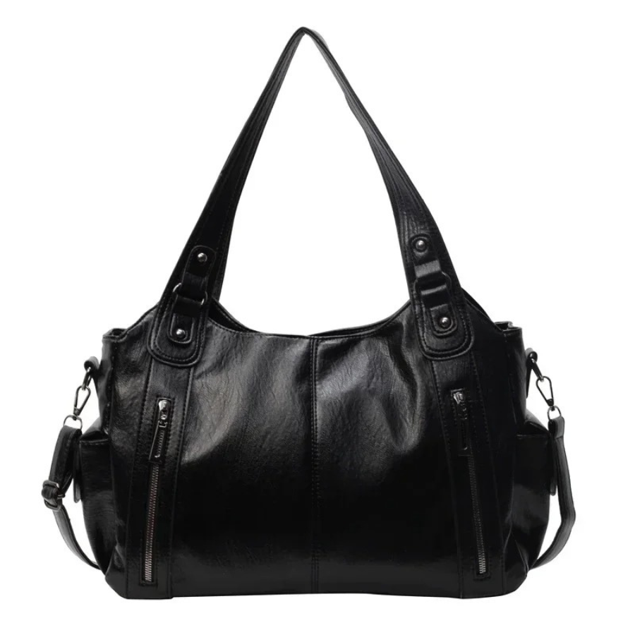 Leren tas met ritsen voor dagelijks gebruik en stijl