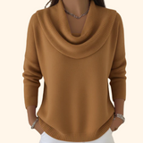 Sweater met watervalhals en zachte knit voor elegante look