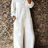Denim jumpsuit met off-shoulder halslijn en relaxte pasvorm