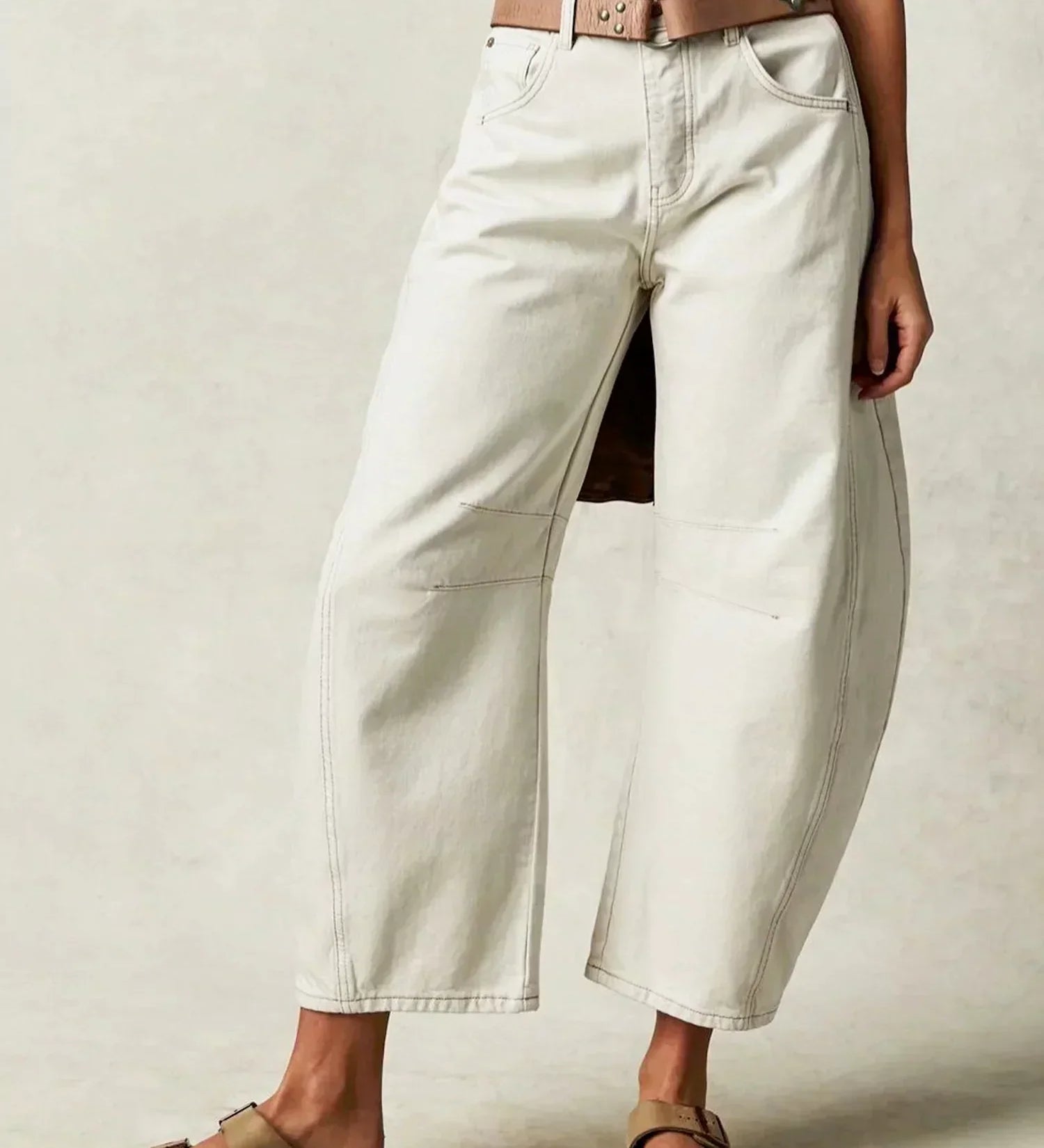 Katoenen barrel jeans met relaxte pasvorm en wide-leg model